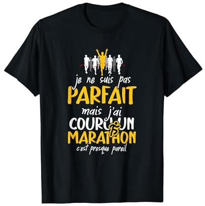 Marathon Cadeau Drôle Humour Rigolo Course à Pied T-Shirt, Homme, Noir, L