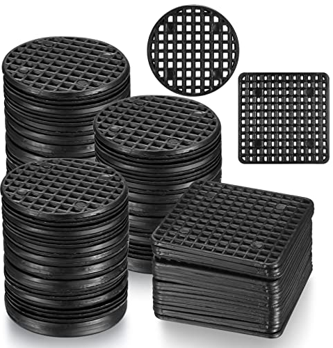 pzihao 120 Piezas Almohadillas de Malla para Macetas, Almohadillas de Malla para Bonsai con Agujero, Rejilla Inferior de Maceta para Planta Jardín - Cuadrada y Redonda