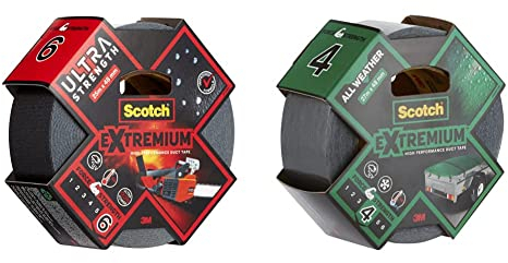 Scotch Extremium Gewebeband Ultra, Hochleistungs-Klebeband, Panzertape & Scotch Extremium Gewebeband All Weather, 27 m x 48 mm, Hochleistungs-Klebeband für den Außenbereich