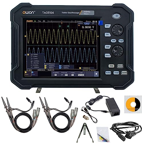OWON TAO3104 4CH 8 Zoll tragbares digitales Oszilloskop mit 100 MHz Bandbreite und 1 GS/s Abtastrate, 8-Bit hochauflösendem ADC, SCPI und LabVIEW unterstützt