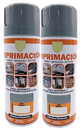 various Pintura Spray Imprimacion Gris de 400 ml Adecuado para las Superficies de Metal, Madera y Plástico Pack de 2 Unidad