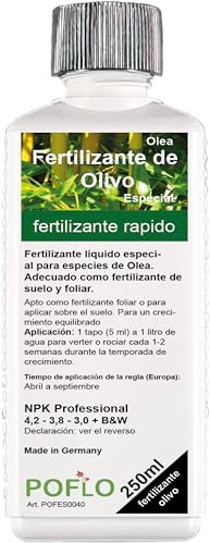 POFLO Fertilizante para olivos de ALTA TECNOLOGÍA Olea NPK, para plantas en arriates y macetas (250ml)