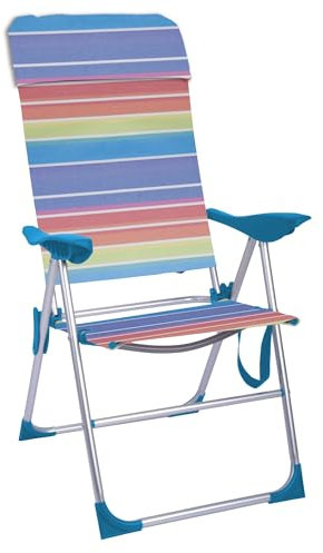 Creaciones Llopis Silla de Playa Alta Reclinable Convertible en Tumbona 4 Colores Disponibles (Rayas Colores), 70520
