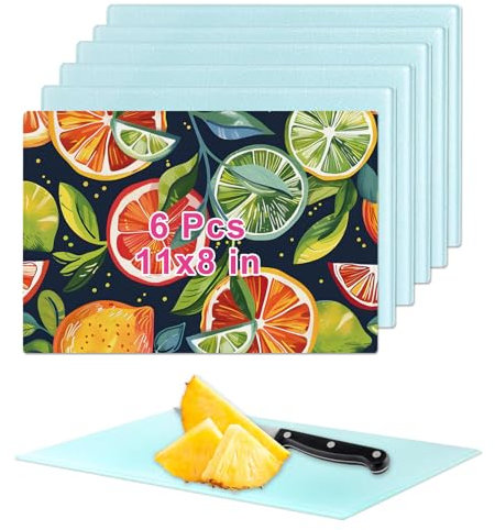 6Pcs Sublimation Cutting Board Blanks, 11x8 Inch Tempered Glass Sublimation Cutting Board Non Slip Glass Chopping Boards for Kitchen, Personalized Cutting Boards for Crafts DIY Gift