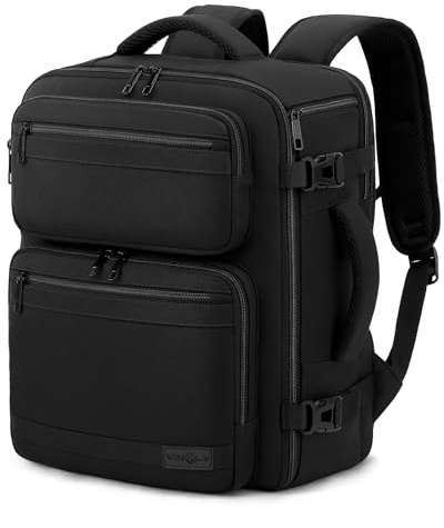 VANKEV Ryanair Easyjet Eurowings Wizz Air Cabin Bag 40x30x20, 24L Underseat Hand Luggage For Travel Fits 15.6 Inch Laptop black