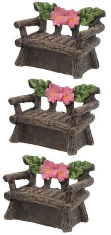 Abaodam 3 Pezzi Mini sedia decorazione arredamento da giardino Miniature Carino Ornamento del giardino mobili in miniatura per casa delle bambole Sgabello in miniatura Resina sintetica