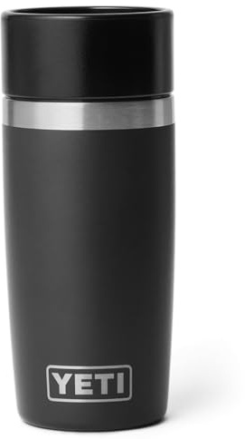 YETI Rambler 12 oz (355 ml) Travel Bottle with 100% Leakproof Hotshot Commuter Cap, Vacuum Insulated Stainless Steel Coffee Flask for Travel & Commute, Black