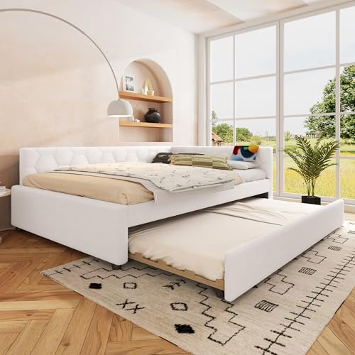 Letto imbottito con letto estraibile 140 x 200 cm, divano letto da giorno con illuminazione a LED e rete, funzione di ricarica USB e tipo C, struttura letto per bambini, tessuto in velluto, senza