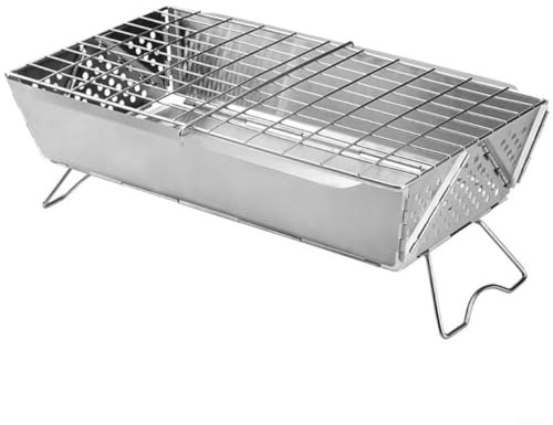 Griglia pieghevole per falò, 38 x 18,5 x 14 cm, resistente a carbone, barbecue per campeggio, barbecue, picnic, escursionismo