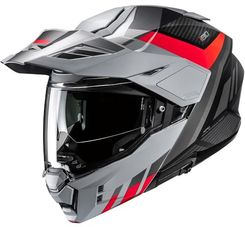 HJC, Casco Moto Modulare i80 IMES Silver Red Black MC1SF, L
