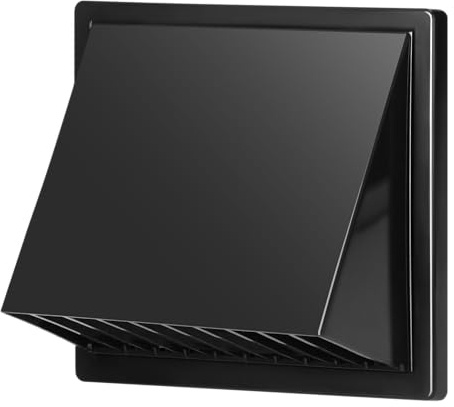 MIRATIC Yttre Väggventilationsgaller med Backventil – Utloppsgaller för Mekanisk Ventilation med Regnskydd Material ABS (grafit - Ø125 mm)
