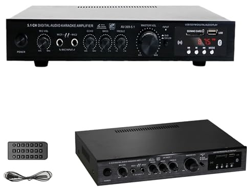 Amplificateur HiFi 5.1 canaux, Caisson de Basses Haute Puissance, Home Cinéma, Radio Bluetooth, Amplificateur Extérieur, 200 W + 200 W, Amplificateur Audio Domestique
