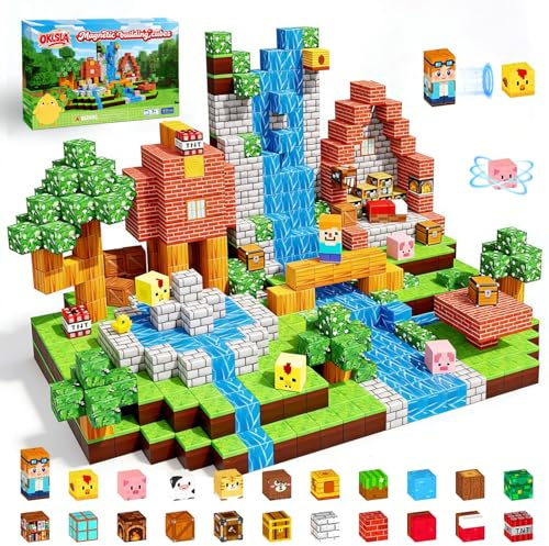 OKLSLA Bloques Magnéticos 126 Piezas para Niños,Construcciones Magnéticas Educativas con 22 Diseños,Juguete para Aprender Formas,Colores y Creatividad,Regalo para Niños y Niñas 3 4 5 6 7 8 9 Años