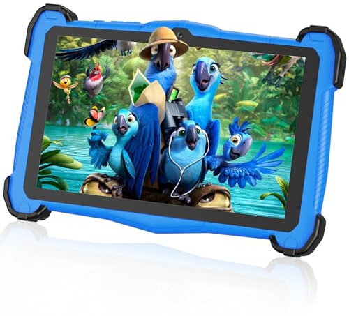 EagleSoar Tablette Enfants 7 Pouces, Android 15 Processeur Octa-Core, Kids 3 à 12 Ans, 10Go RAM + 64Go ROM, AVCE Logiciel Apprentissage pour Eenfants et Contrôle Parental (Blau)