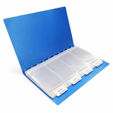 CrazyGadget Business Card File Storage Folder - Blue - 80 Pockets Hold 160 Cards with Alphabet Index
