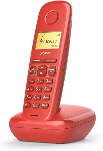 Gigaset A170 - Teléfono DECT inalámbrico - Pantalla Gráfica Iluminada - Fácil de Usar - Instalación Sencilla, Color Rojo [Versión Española]