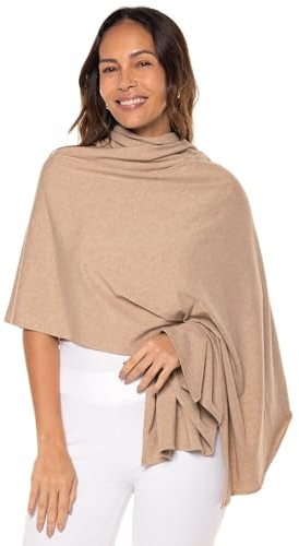 Coolibar Beach Shawl - UPF 50+ Sun Protection - Sanibel in Dark Taupe Heather