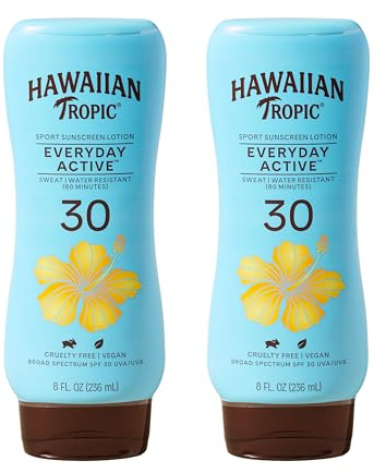 Hawaiian Tropic Everyday Active Lotion Sunscreen SPF 30, 8Fl Oz Twin Pack, Hawaiian Tropic Sunscreen SPF 30, Sunblock, Oxybenzone Free Sunscreen, Broad Spectrum Sunscreen Pack, 8Fl Oz each