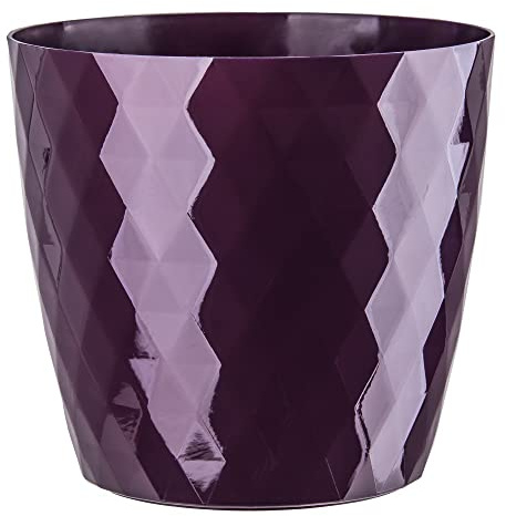 KORAD Cristal Indoor Flower Pot Covers without Drainage Holes | Round Plastic Plant Pots Container for All Houseplants | 9 Modern Colours & 7 Sizes- (Purple, 30 cm - 11.8 inches)