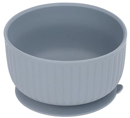 Babyschale mit Saugnapf, Kleinkinderschale, Auslaufsicher, Kippsicher für Lebensmittel, Obstsuppe (Grau Blau)