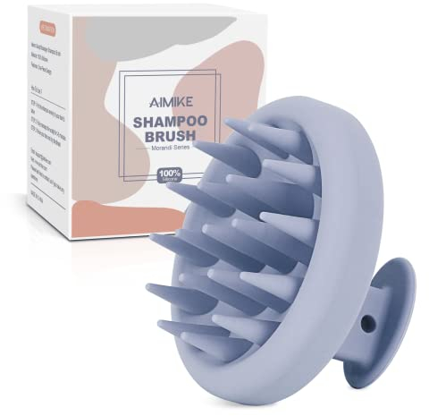 AIMIKE Silikon Kopfhaut Massagebürste Shampoo Bürste, Umweltfreundliche Kopfmassage Bürste für Peeling und Stimuliert das HaarWachstum, Kopfmassage Shampoo Haarbürste [Nass&Trocken], Blau