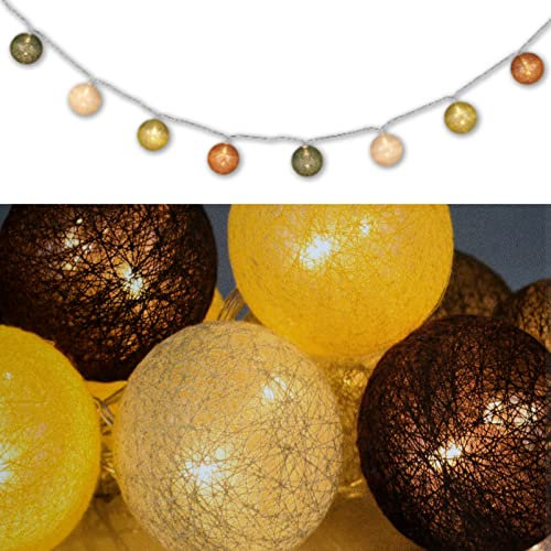 DbKW Dekorative Lichterkette Glas/Baumwollkugeln 10 LDs Batteriebetrieben Lampionkette Kugel-Lichterkette (10983)