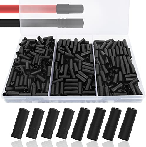 GZkushi 400 Stk Endkappe Bremszug Set, Bremsseil Schaltseil, Schaltzughülle Fahrrad Endkappen mit Box, für Fahrrad Rennrad(4mm/5mm Zwei Größen, Schwarz)