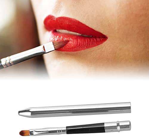 Pincel para Labios, 2 Piezas Pincel para Labios Ergonómico Diseño de Sellado Retráctil Pincel para Pintalabios Pequeño Fácil Limpieza Tubo de Aluminio de una Sola Cabeza