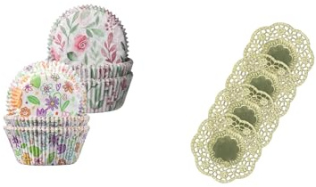 Demmler Lot de 120 caissettes à muffins avec motif prairie fleurie et rose – Dimensions : 5 x 5 x 2,5 cm – 120 pièces au total – Fabriqué en Allemagne