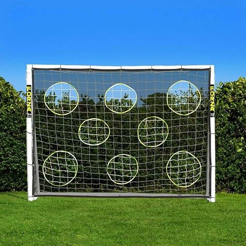 FORZA But de Football en PVC de 2,4 m x 1,8 m | Cage de Foot de Jardin Résistante aux Intempéries | Mur de Tir, Ballon et Sac en Option | Entraînement à la Maison (But + Mur de Tir)