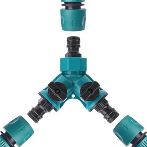 Jeanny Garden Hose Splitter, 2 Way Hose Pipe Connector, Water Pipe Connectors Pipe Adapter, Water Diverter Adapter Swit-ch Valve, for Hose Connector, Irrigation Garden Kitchen