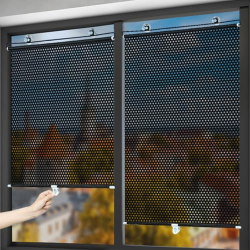 jiajulashou123 Saugnapf Rollo Sonnenschutz Rollos Mit Saugnäpfen Verdunkelungsrollo Fenster Rollo Temporäre Jalousien Einziehbarer Balkon Sonnenschutz Ohne Bohren für Küche,Auto (40x60cm)