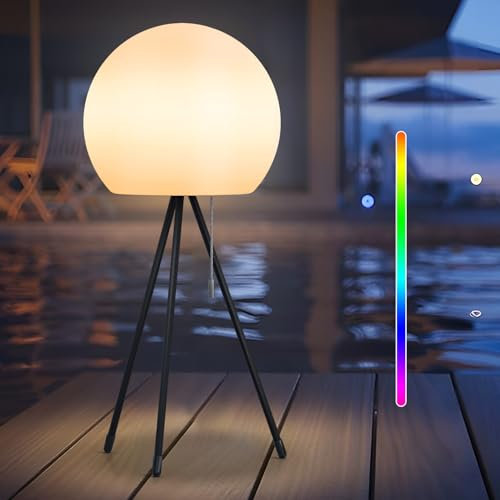 FUYO Outdoor TischLampe Akku mit 8 RGB Farben Dimmbar Kabellos Stehlampe LED Tischleuchte Tragbare Tragbare Farbwechsel Wasserdichte Nachtlicht Lampe für außen garten schlafzimmer camping