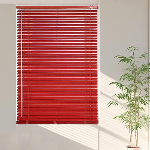 TZYYAO Rote Metall Venezianische Jalousette 25mm,Alu Jalousie Für Fenster,45cm 60cm 90cm 100cm 105cm 120cm 150cm Breite Blendfreie Horizontale Mini Fenster Jalousien,Anpassbar,WxH-140x210cm/55x83in