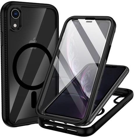 KetteTech 360 Degree Mobile Phone Case for iPhone XR Case Compatible with MagSafe, Magnetic Shockproof Protective Case for iPhone XR, Complete Protection Case with Built-in Screen Protector - Black
