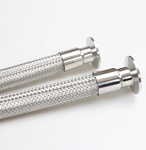 Abrazadera triple de 2 pulgadas x tubo de 38 mm OD 304 de acero inoxidable trenzado suave de 1500 mm, manguera flexible plateada de alta calidad para uso industrial