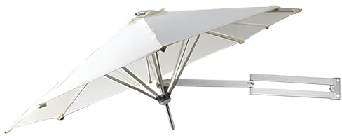 ASNSNU Aluminum Alloy Folding Wall Patio Umbrella, Outdoor Courtyard Garden Parasol, Balcony Telescopic Wall-Mounted Sun Umbrella, Use On The Wall to Save Space 2.20 M 2.50 M(White,2.20m/7.21ft)