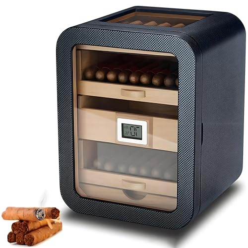 Armadio Humidor per Sigari, Humidor Elettrico per Sigari con Igrometro Digitale e Capacità di 110 Sigari, Humidor per Sigari da Uomo,A