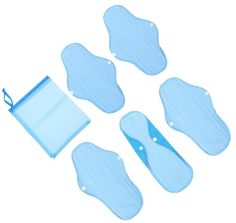 BELLIFFY Toallas Menstruales Lavables y para Mujer Juego de 6 Bolsa de Material Sintético Azul Absorción Fuerte