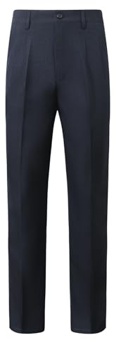 Allthemen Homme Pantalon de Costume Taille Haute Couleur Uni Pants Droit Formal Coupe Ajustée avec Poches Noir 40