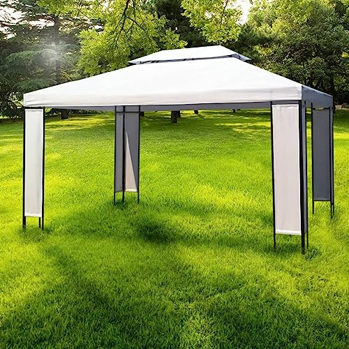 Gartenpavillon Weiß 3x4m, Stahlrahmen, Polyesterdach, wasserabweisend, ideal für Terrassen & Gartenpartys, UV-Schutz, 200cm Durchgangshöhe