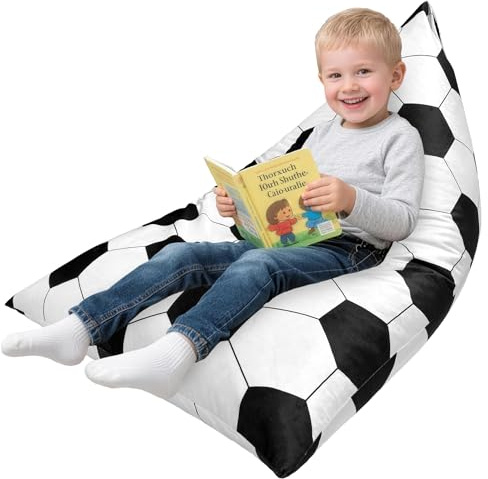 Lukeight Soccer Bean Bag Chair for Kids Teens Adults, Memory Foam Bean Bag Sofa with Removable Cover, Cozy Beanbag Chair for Living Room, Lazy Sofa for Gaming and Reading, Large