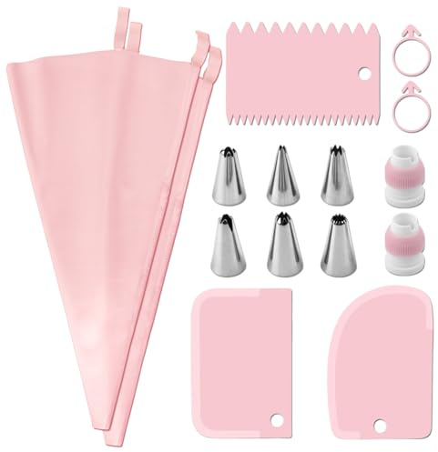 per decorare torte, sac à poche e set di ugelli,Sacchetti per tubazioni riutilizzabili da 15 pezzi, sicuri e facili da pulire - Kit di tubazioni per glassare la decorazione di torte per creazioni