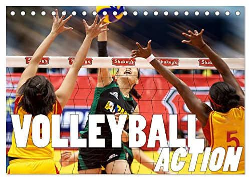 Volleyball Action (Tischkalender 2025 DIN A5 quer), CALVENDO Monatskalender: Ob am Strand oder in der Halle Volleyball, das ist Action- das ist Action pur!