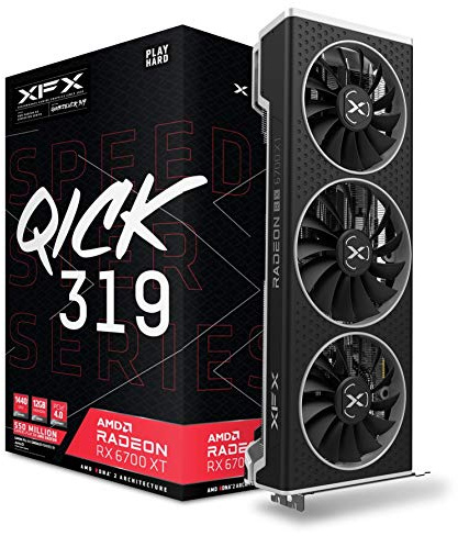 XFX Speedster QICK319 AMD Radeon RX 6700 XT Ultra Gaming Grafikkarte mit 12GB GDDR6 HDMI 3xDP, AMD RDNA 2 RX-67XTYPUDP