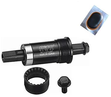 NECO Fahrrad Innenlager Tretlager Schraublager BSA - JIS Länge 131/33,5 mm inkl. 1 x Schlauchflicken