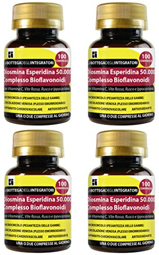 Complejo de bioflavonoides de diosmina y hesperidina, 400 comprimidos conOPC, vid rusco, castaño de Indias | Suplemento para la circulación, hemorroides, piernas y microcirculación