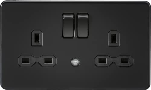 Knightsbridge 13A 2G DP Switched Socket with Night Light Function - Matt Black
