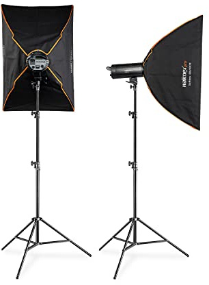 Walimex Pro Stager 400 HSS sats dubbel – kraftfull studioblixt med 2,4 GHz-mottagare, HSS-läge, 400 Ws, kort brinntid, LED-justeringsljus, för professionella fotografering