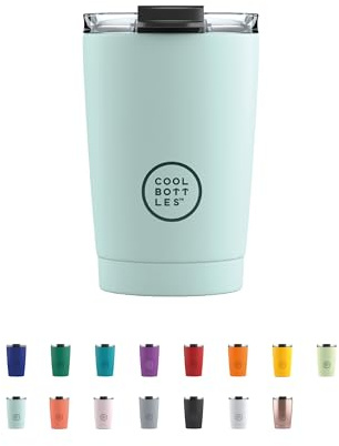 Cool Bottles - Tumbler - Bicchiere Termico in Acciaio Inossidabile - 330 ml - Pastel Sky - Tazza da Caffè - Coperchio Ermetico - Bevande Fredde 10 ore e Calde 5 ore - Finitura Antimacchia